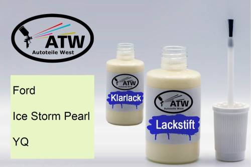 Ford, Ice Storm Pearl, YQ: 20ml Lackstift + 20ml Klarlack - Set, von ATW Autoteile West.